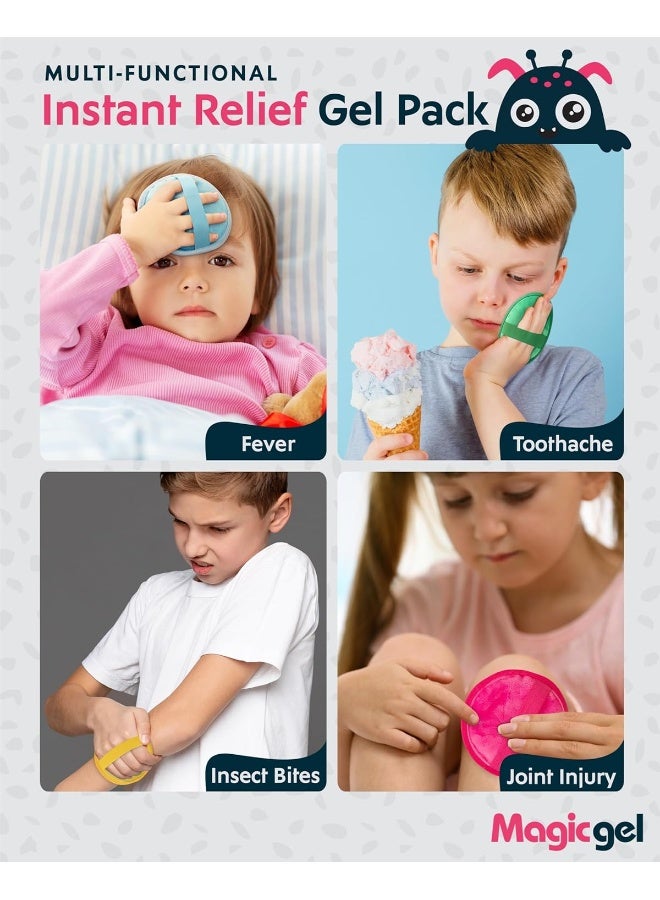 Magic Gel Cooling Pads for Children - 4 Small Ice Packs Monster with Elastic Band - Image 5